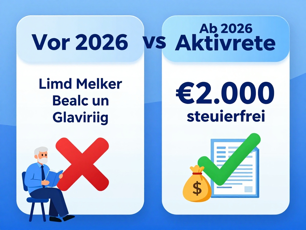 Vergleich Aktivrente 2026 steuerfrei vor und nach dem Gesetz