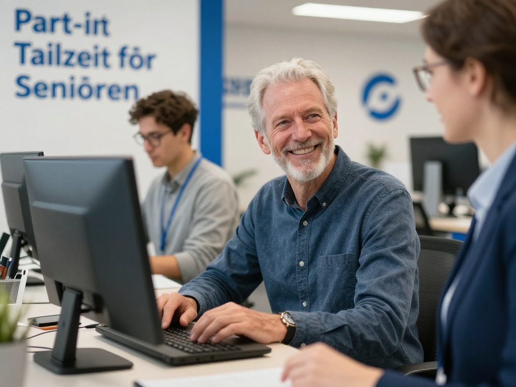 Senior in Teilzeit für Senioren bei der Arbeit